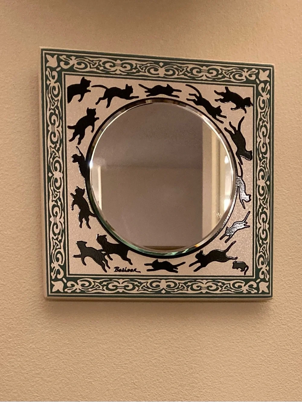 Besheer Art Tile Mirror with Cats
